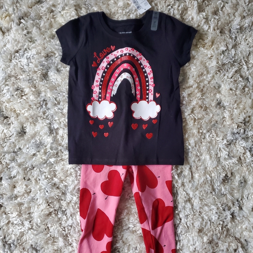 Carters Heart pants and Rainbow tshirt